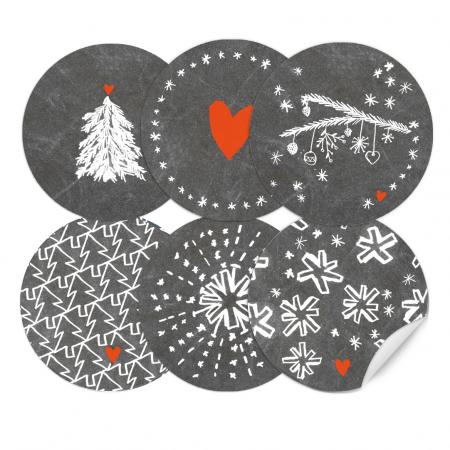 Weihnachtssticker für eure Weihnachtsdeko in Grau Weiß