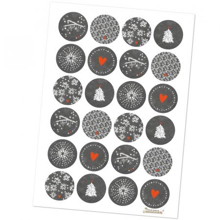 Weihnachtssticker für eure Weihnachtsdeko in Anthrazit Weiß im schönen Design