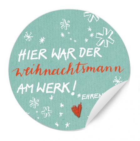 weihnachtsmann witzige weihnachtssticker für geschenke aqua türkis