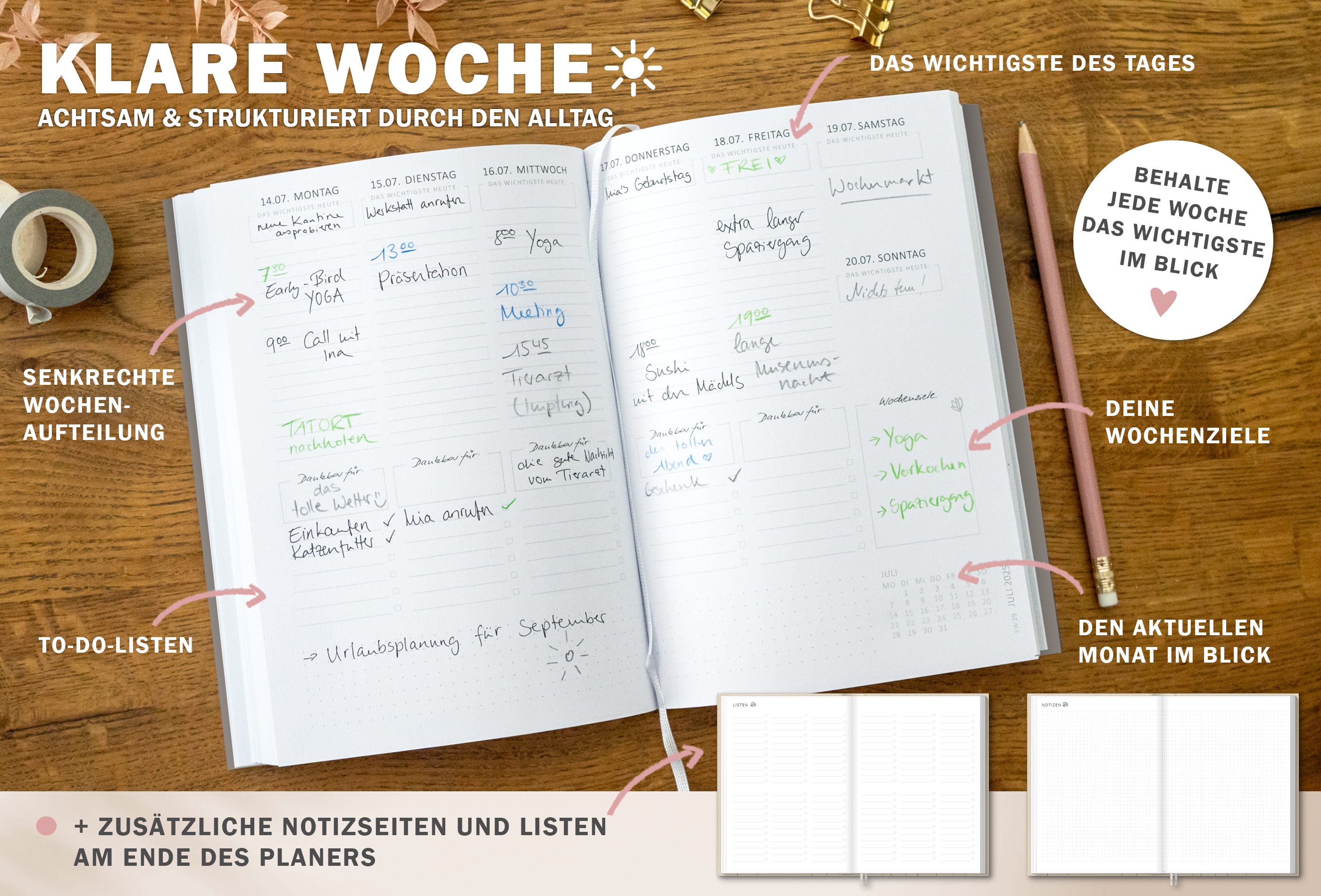 Wochen-Kalender Mein Wochen-Planer schlicht I DIN A5 I Notiz
