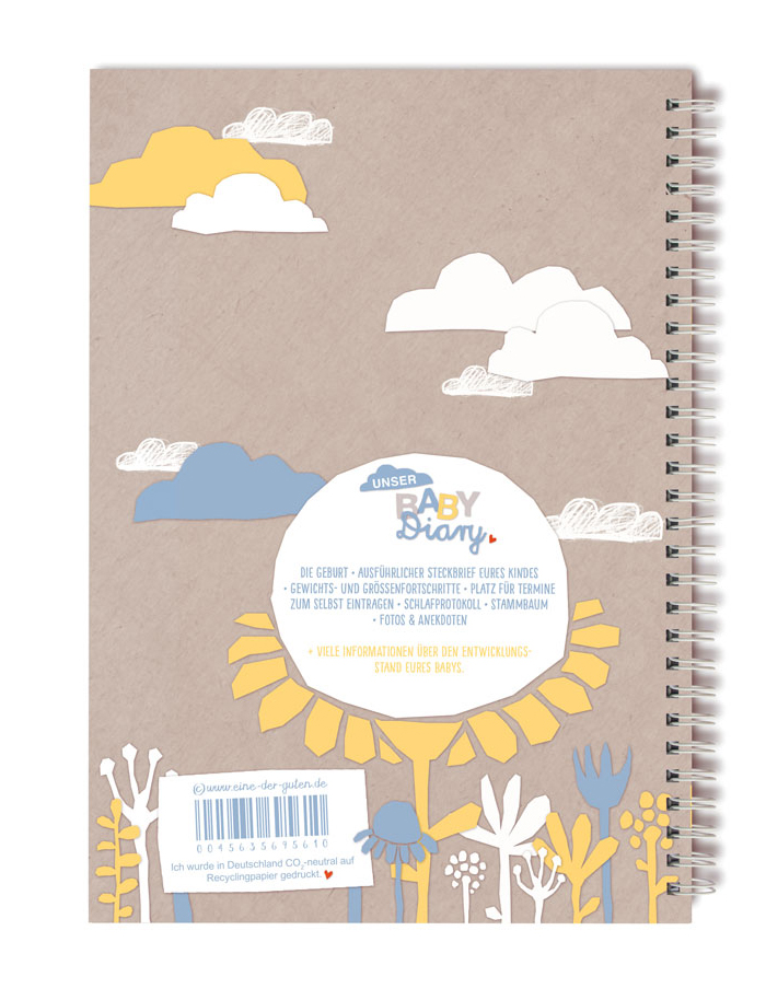 A5 Baby Diary Unkitschiges Babytagebuch Beige Blau Weiss Gelb Eine Der Guten