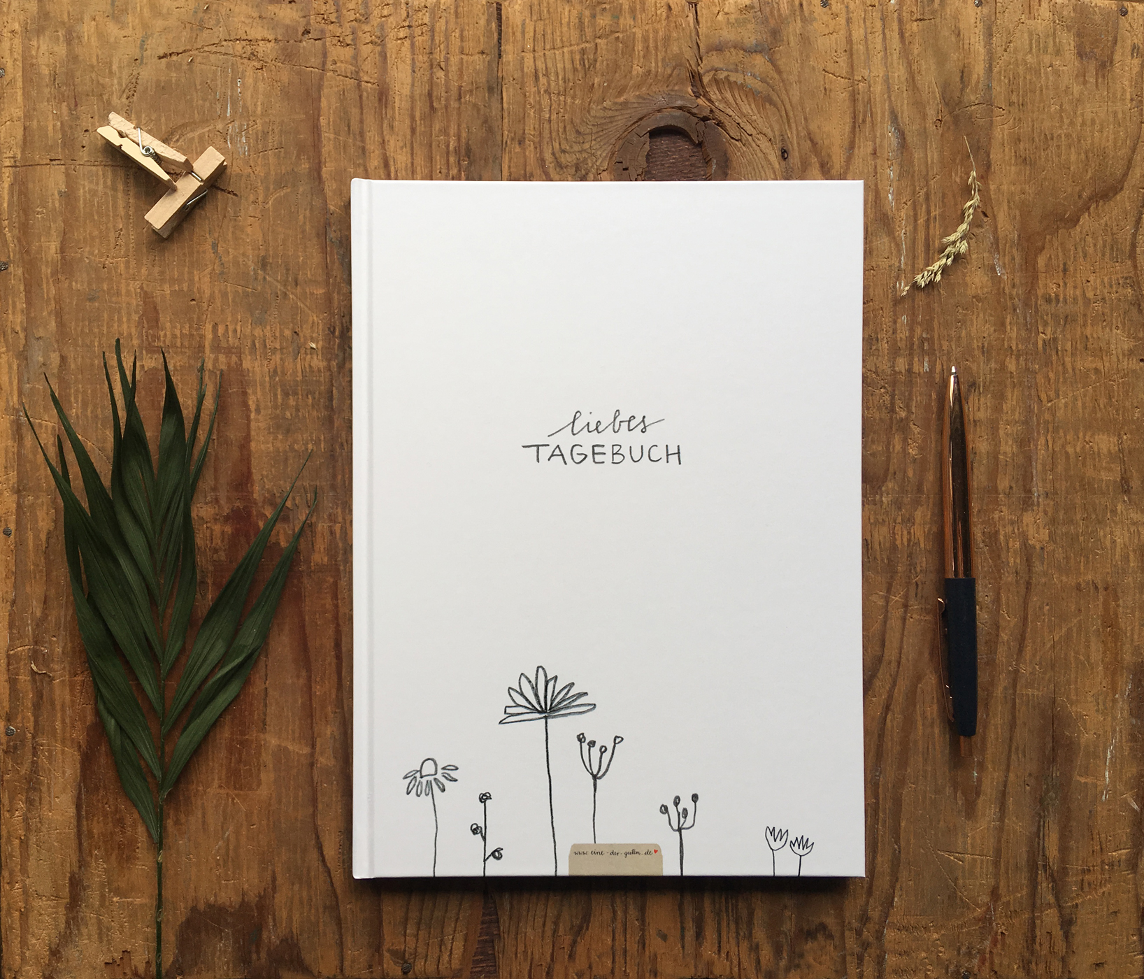 Liebes Tagebuch Handliches Notizbuch, Weiß mit Blumen EINE DER GUTEN