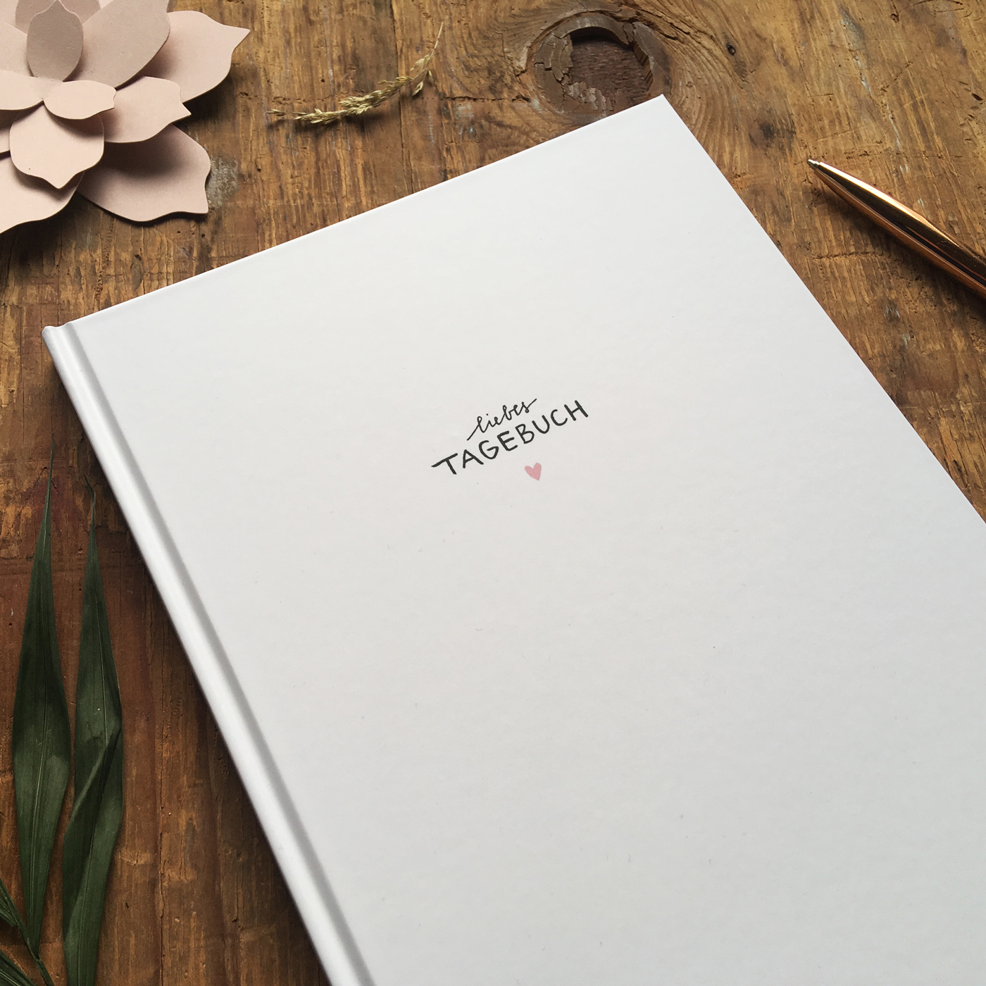 Liebes Tagebuch Handliches Notizbuch, Weiß mit rosa Herz EINE DER GUTEN
