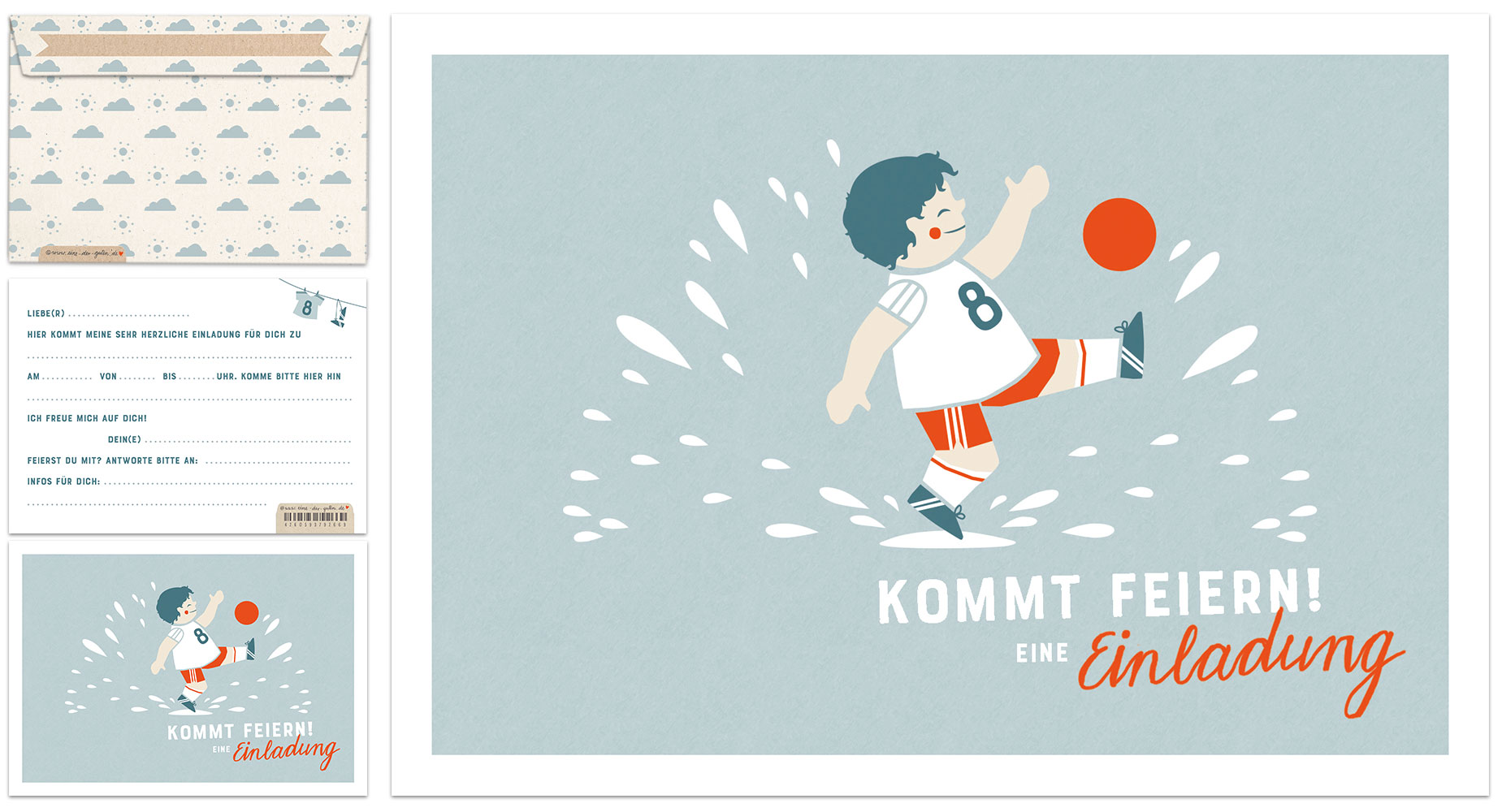 Einladungskarten Fussball Fur Jungen Kindergeburtstag Blau Eine Der Guten