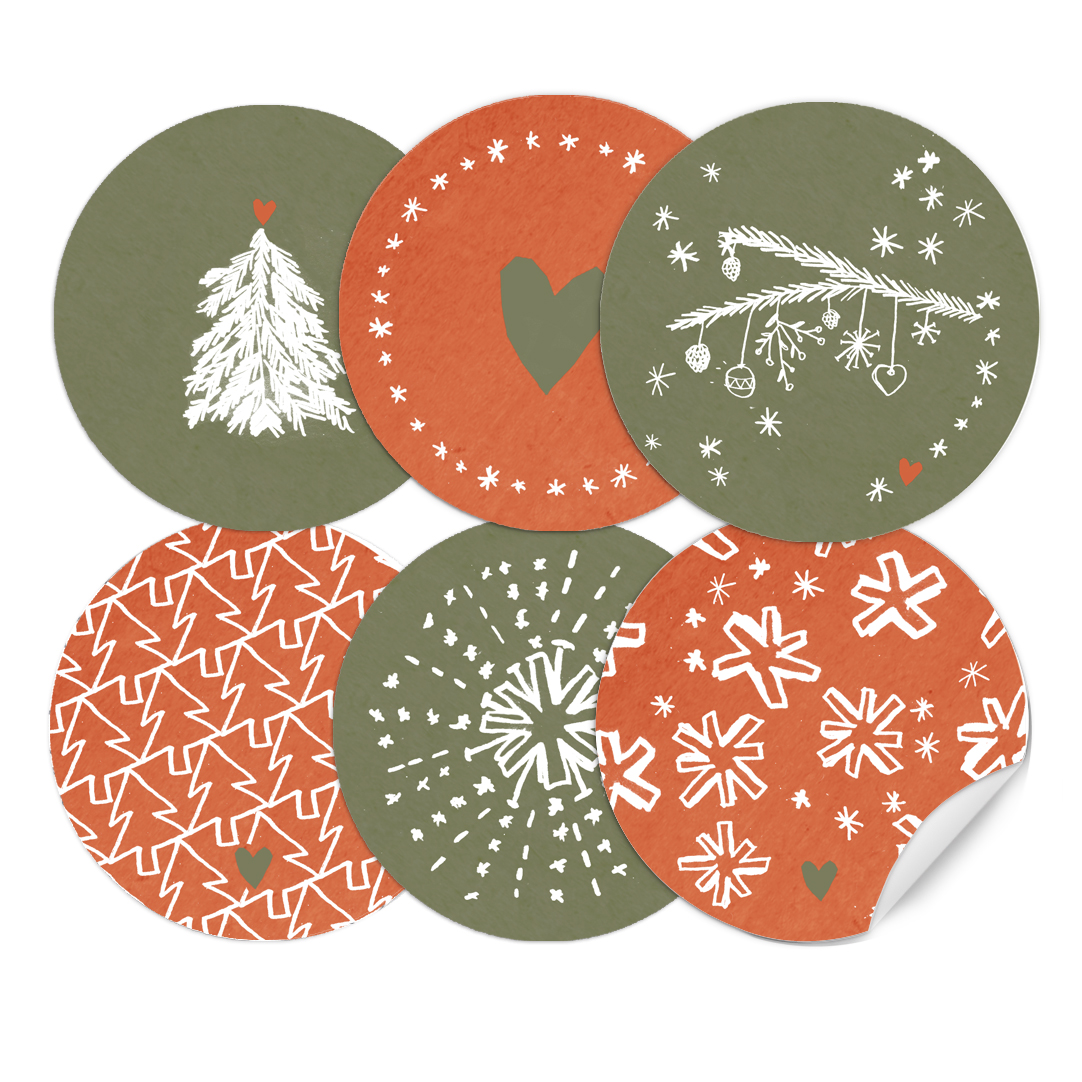24 Gemischte Weihnachstetiketten Als Weihnachstdeko Rot Grün