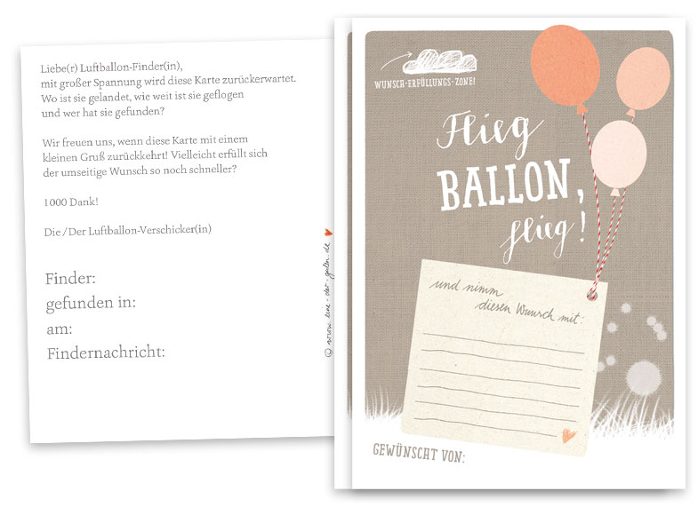 Ballonkarten 4 x 25 St Luftballon Karten/ Ballonflugkarten für Hochzeit 