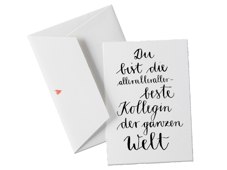Buttenkarte In Schonem Design Fur Die Kollegin Kalligrafie Schwarz Weiss Fur Kolleginnen Karte Mit Umschlag Eine Der Guten