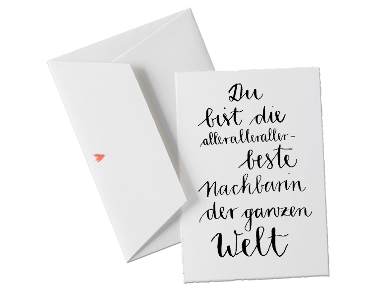 Büttenkarte in schönem Design, Kalligrafie, Schwarz Weiß, für