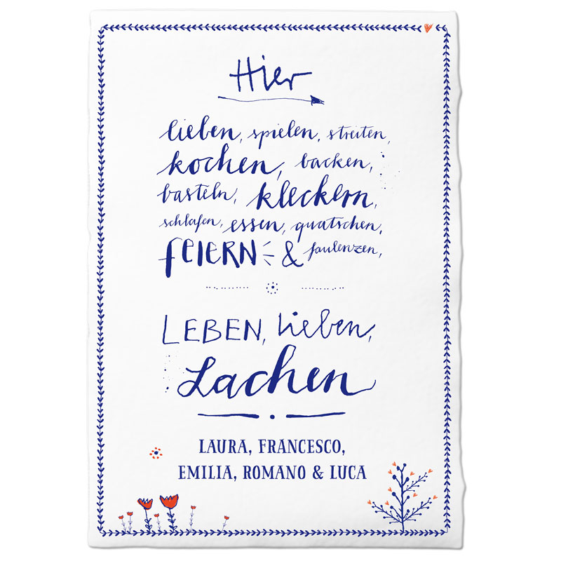 Personalisiertes Familienbild mit Spruch für Hochzeit und Familien