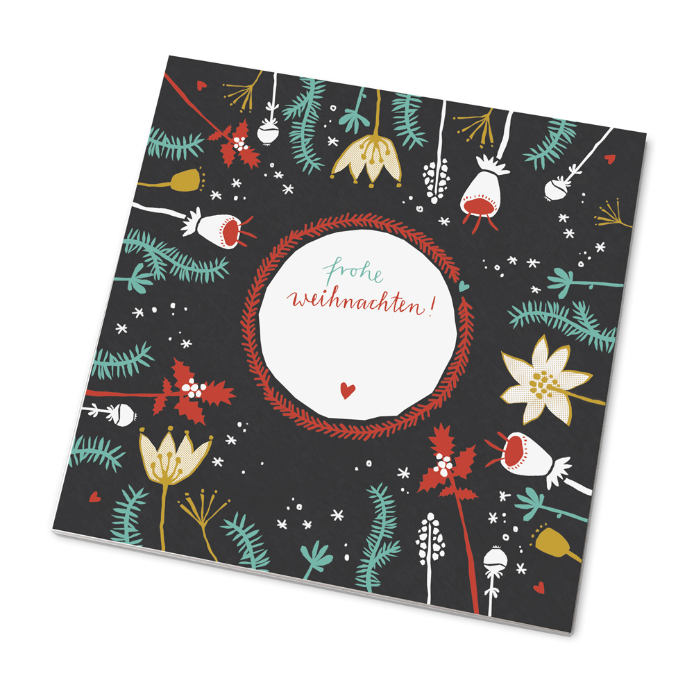 25 bunte Marmeladendeckchen Frohe Weihnachten, Block &amp; Garn | EINE DER