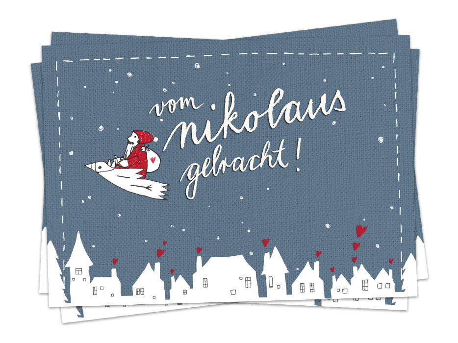 Witzige Weihnachtskarte Vom Nikolaus Gebracht Blau Weiss Rot Eine Der Guten