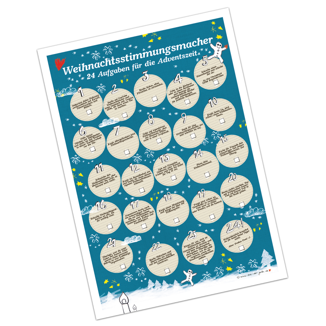 Adventskalender Weihnachtsstimmungsmacher mit 24 Aufgaben für die