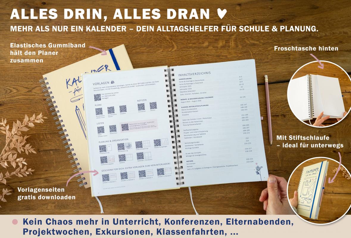 Terminkalender 2025 2026 für Lehrerinnen & Lehrer für die Unterrichtsplanung