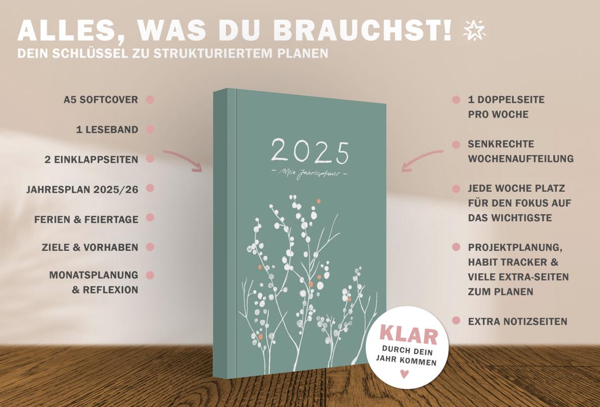 A5 Terminkalender 2025 mit 12 Monatsübersicht Seiten für Urlaub, Ferien, Termine, To-Dos