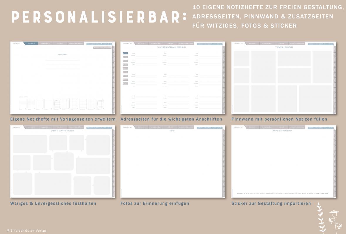 Digitaler Lehrerkalender für Schuljahr 2023 2024 zum Download, individuell gestaltbar, mit Stundenplan, Klassenlisten, Kontaktlisten, Klassenarbeiten Planung, Vertretungsstunden, u.v.m.