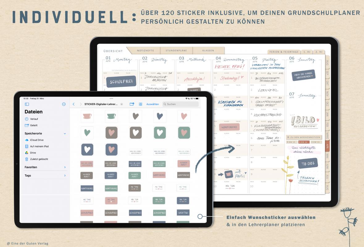 Download Lehrerkalender für Schuljahr 2023 2024 mit Sticker, individuell gestaltbar, mit Stundenplan, Klassenlisten, u.v.m.