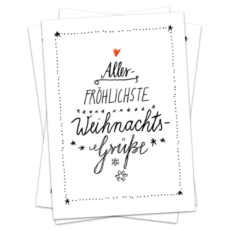 Weihnachtskarten allerfröhlichste Weihnachtsgrüße, schwarz weiß EINE