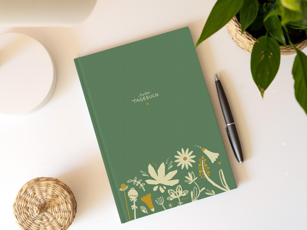 Tagebuch mit Blumen für Frauen, Mädchen und Teenager