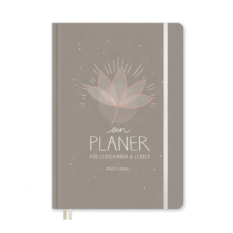 Lehrerkalender 2025 2026 beige mit Planungshelfer für Unterrichtsvorbereitung und Schuljahr Planung