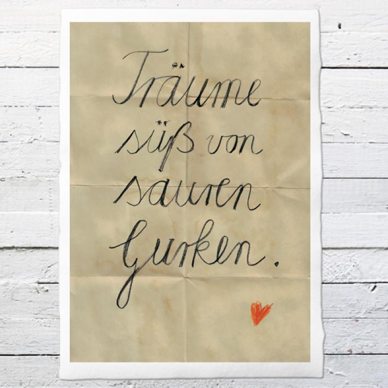 Träume süß von sauren Gurken, Druck auf Büttenpapier oder Leinwand