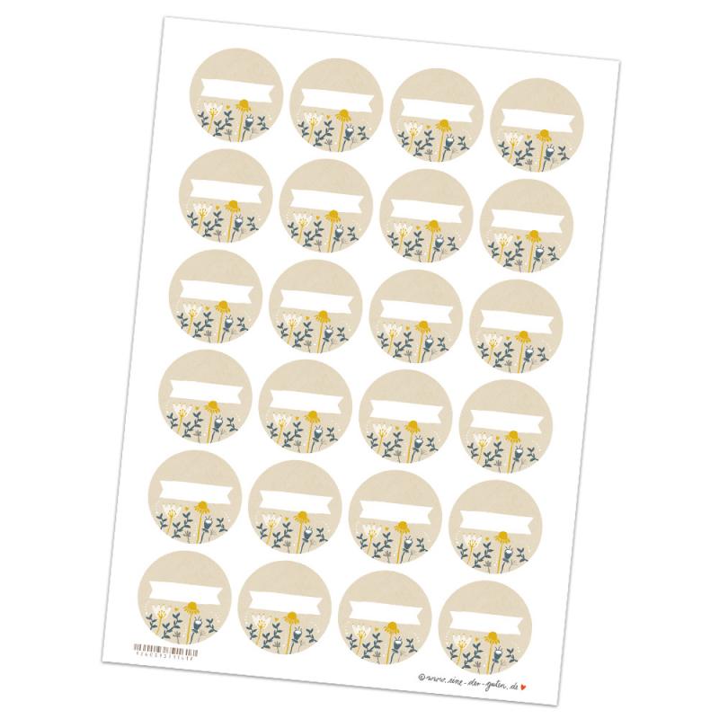 Freitext Etiketten zum selbst beschriften, Vintage Blumen Design