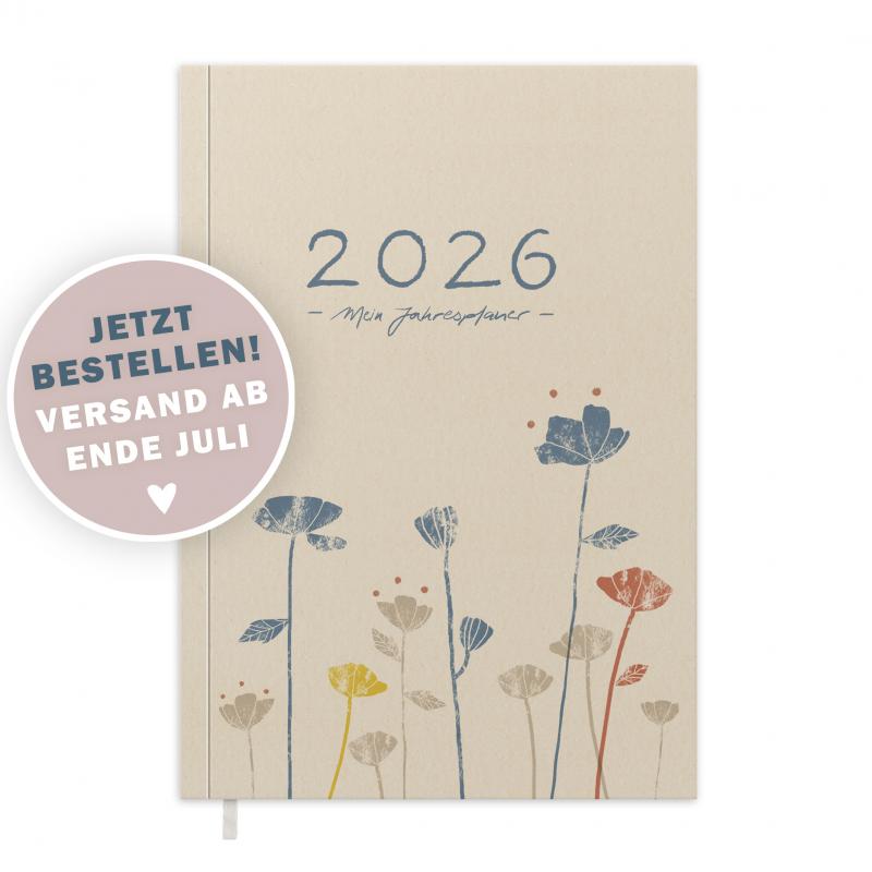 Kalender 2026 creme beige mit Hilfestellungen für mehr Achtsamkeit