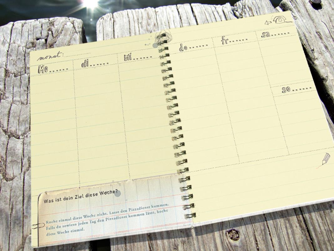 Kleiner, gebundener "Mein tolles neues Leben"- Kalender mit Aufgaben