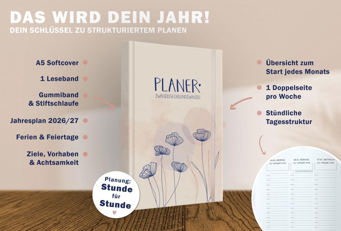 A5 Terminkalender 2026 mit 12 Monatsübersicht Seiten & blanko Seiten gepunktet für Skizzen, Doodles, Bullet Journaling