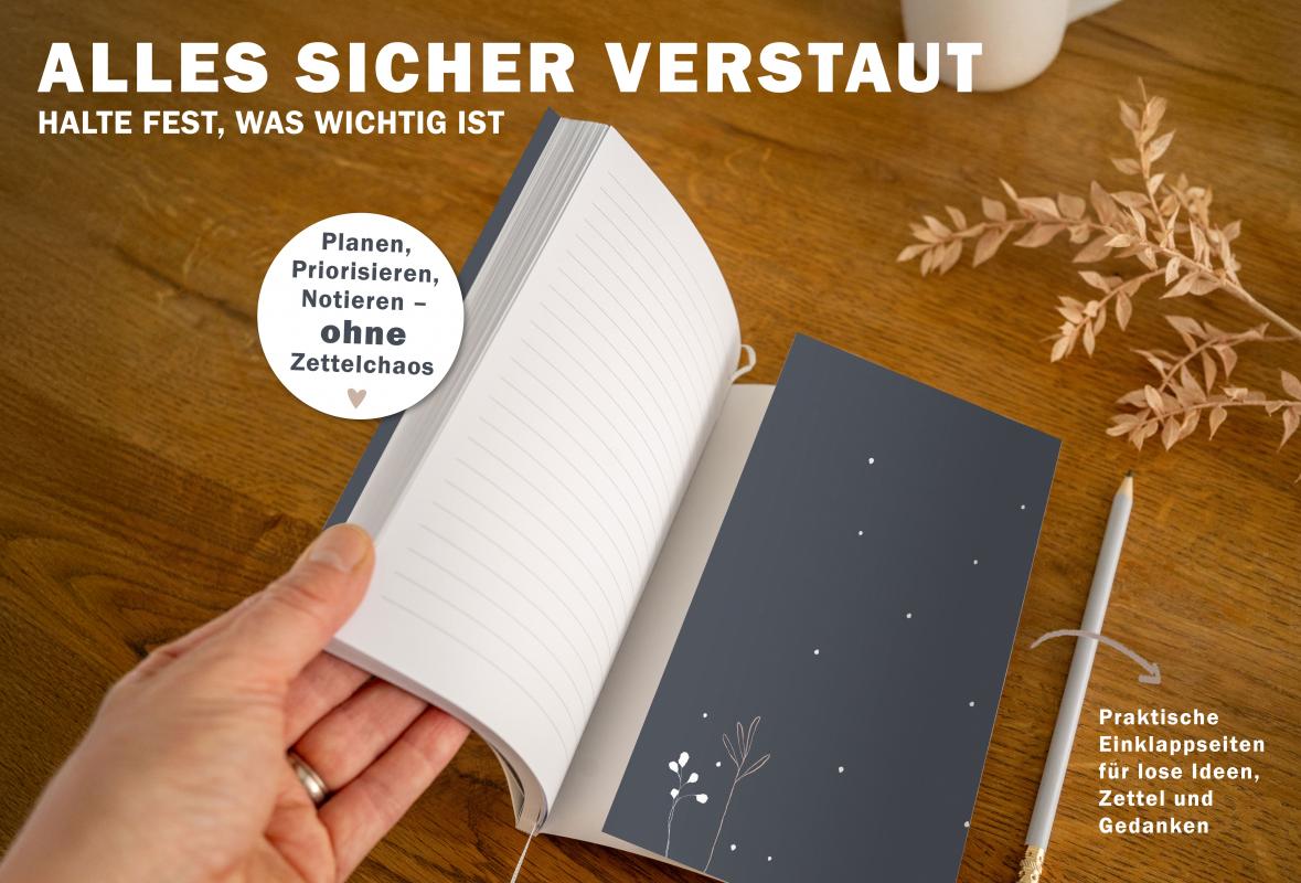 A5 Terminkalender 2026 blau weiß creme rosa mit blanko Seiten liniert für Notizen & Ideen