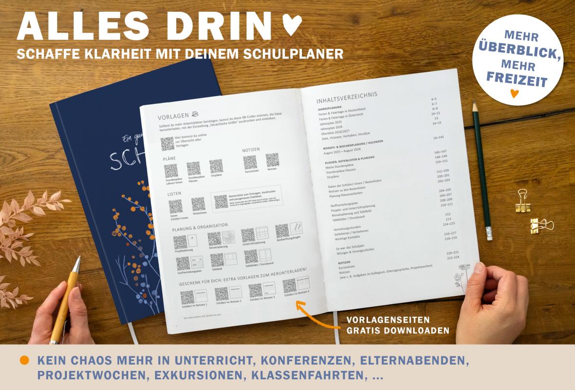 Terminkalender 2025 2026 für Lehrerinnen & Lehrer für die Unterrichtsplanung