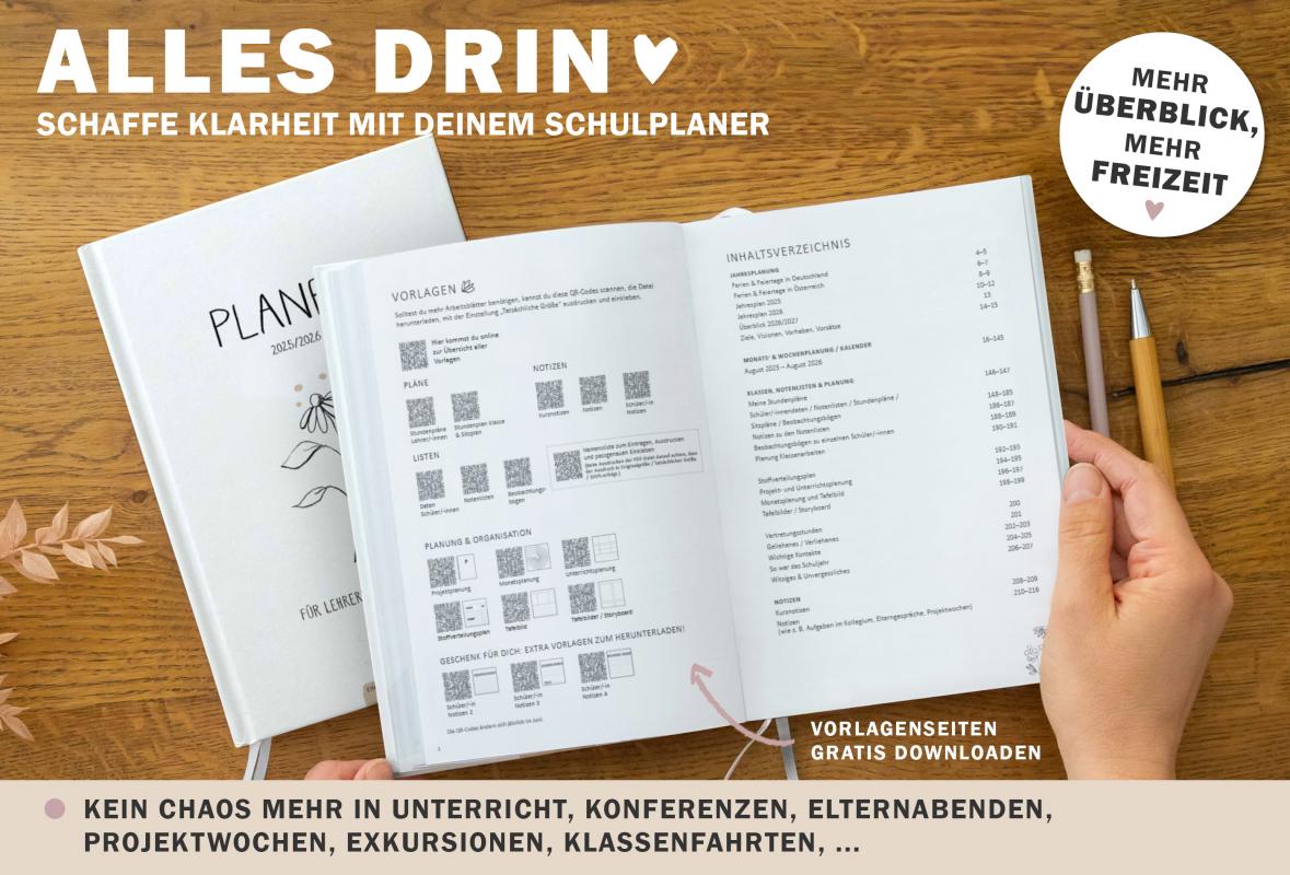 Terminkalender 2025 2026 für Lehrerinnen & Lehrer für die Unterrichtsplanung