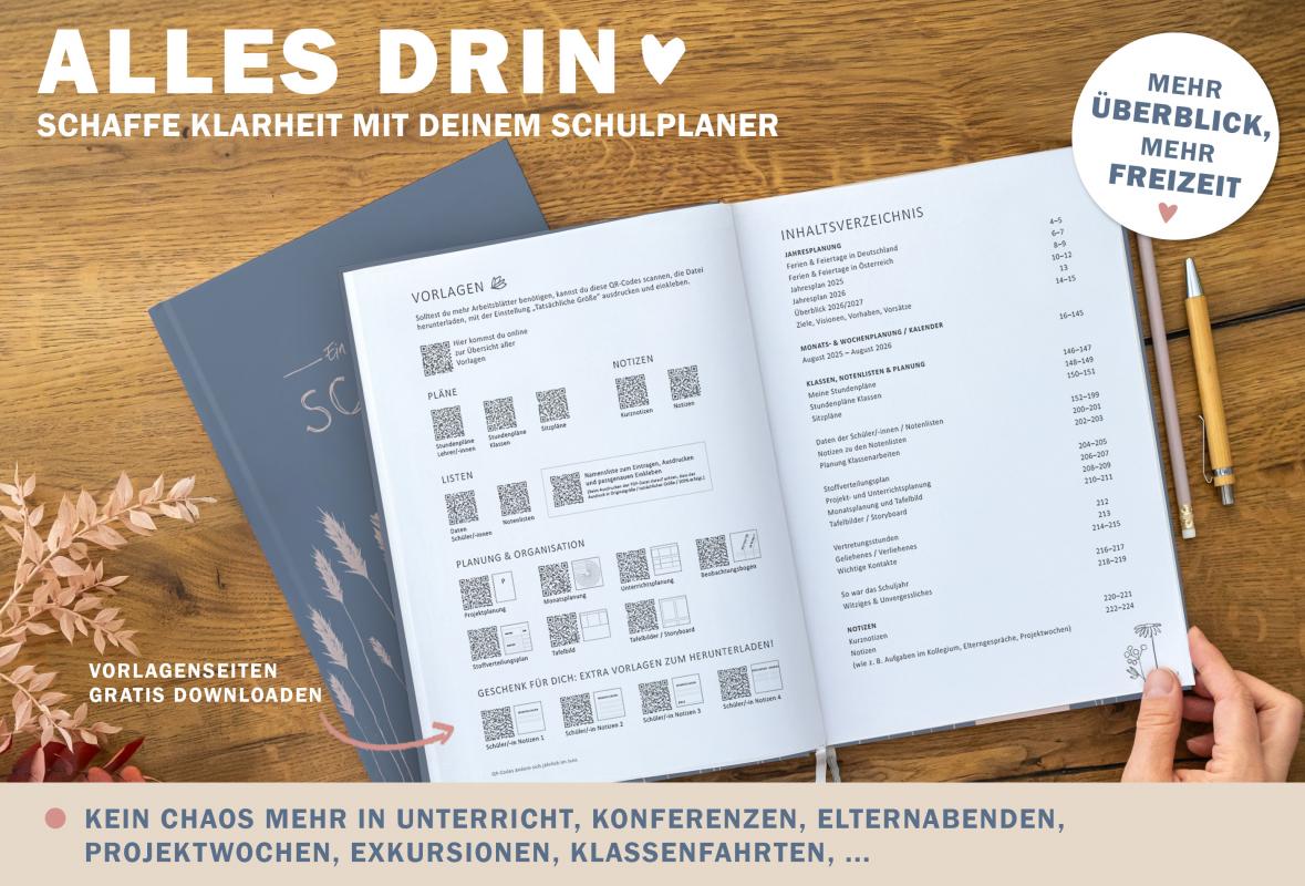 Terminkalender 2025 2026 für Lehrerinnen & Lehrer für die Unterrichtsplanung