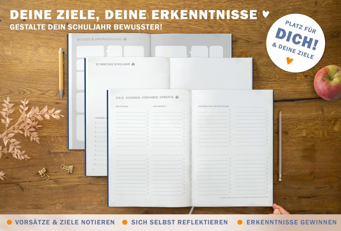 Lehrerkalender für Schuljahr 2025 2026, blau weiß korall, mit Stundenplan, Klassenlisten, Kontaktlisten, Klassenarbeiten Planung, Vertretungsstunden, u.v.m.
