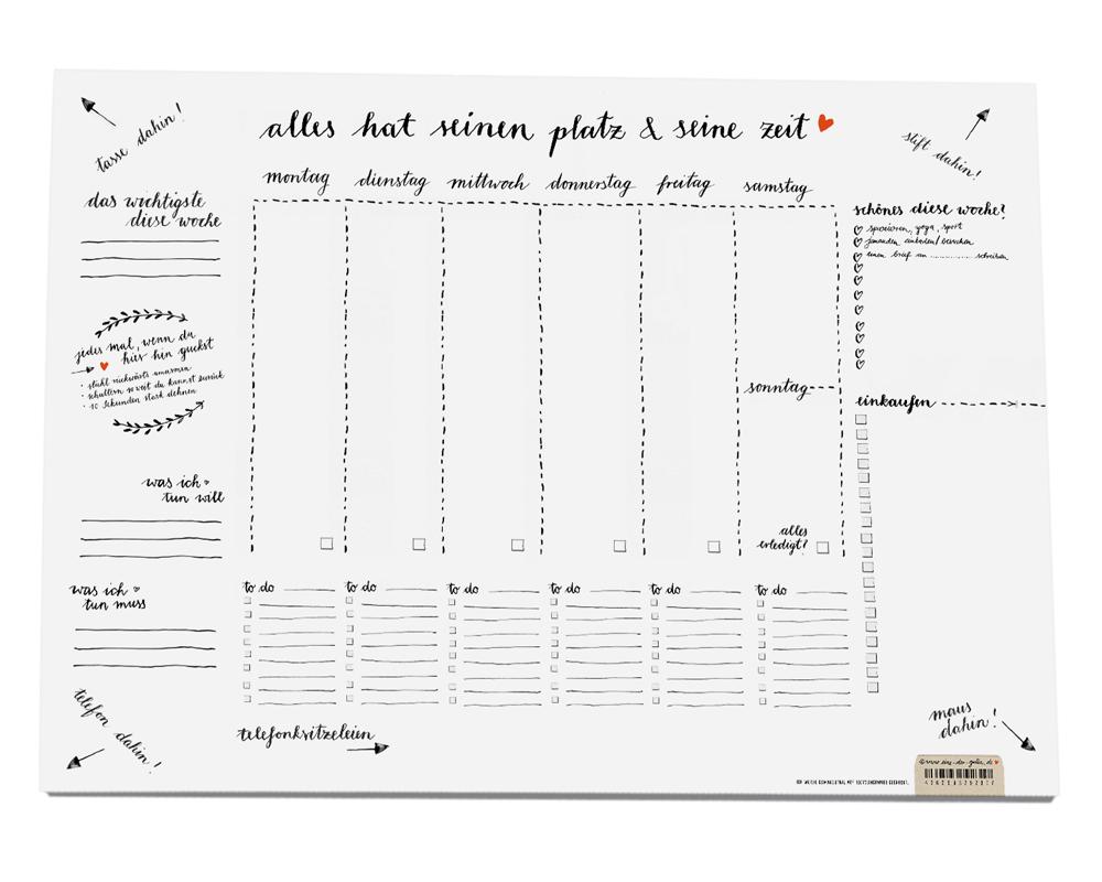 A3 Schreibtischunterlage aus Papier in zeitlosem Schwarz Weiß Design