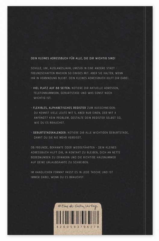 Adressbuch schwarz weiß mit flexiblem Register, Schultafel Design