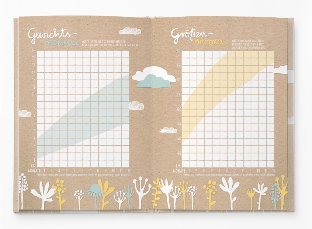 Baby Tagebuch für Mädchen und Jungen im Retro Design