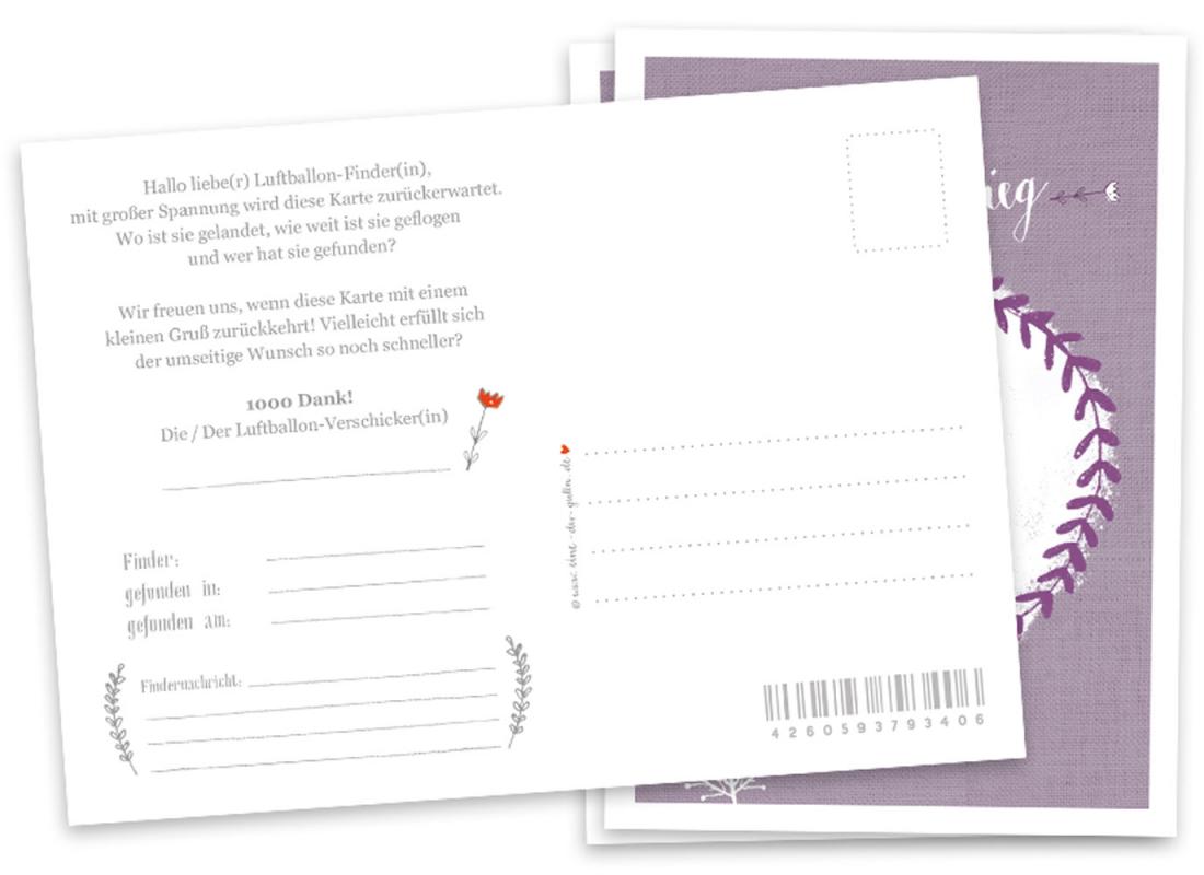 Ballonkarten für Hochzeit, Taufe, Party, Partyspiel für Gäste, retro Design, Lila Weiß
