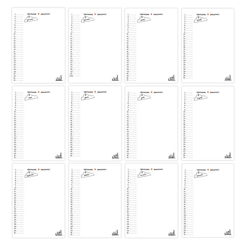 A5 Bastelkalender & Fotokalender immerwährend, Kalligrafie Design