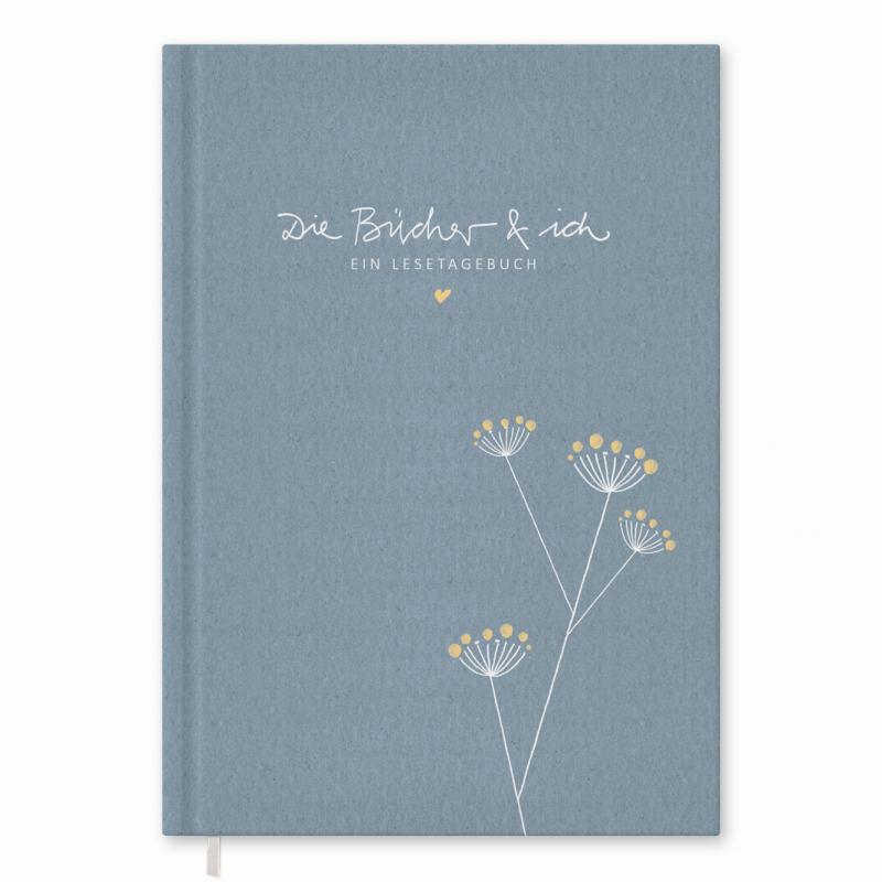 Eintragbuch Tagebuch für Bücher Rezensionen, blau weiß beige