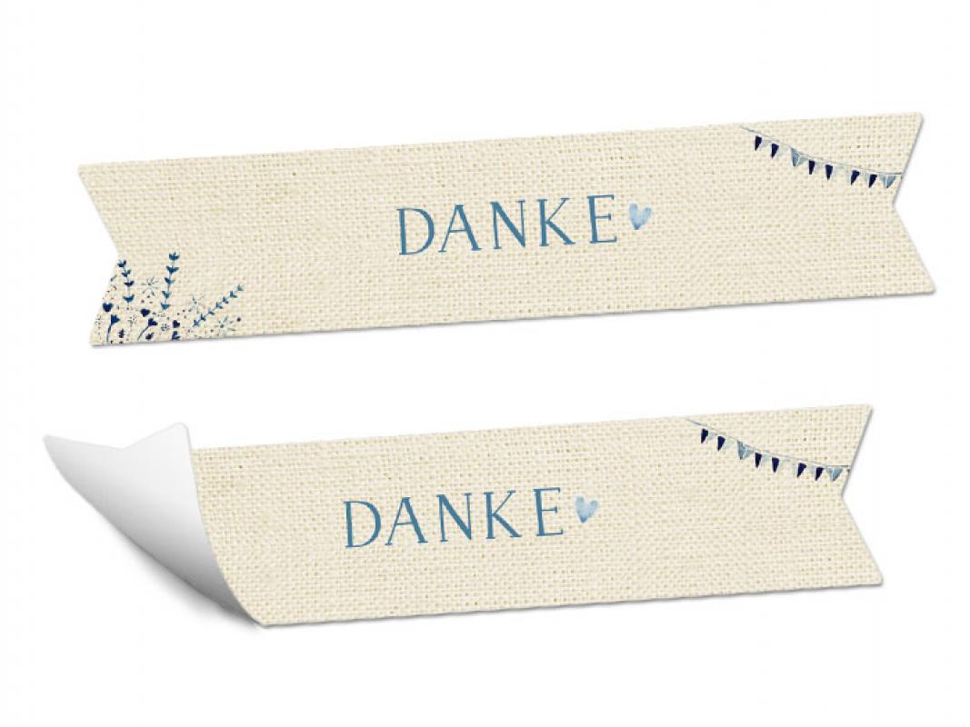 Danke Wimpel Gastgeschenk Sticker Als Dankeschon Creme Blau