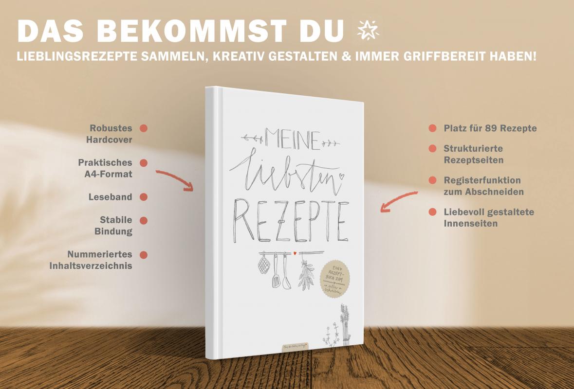 Blanko Kochbuch zum selbst ausfüllen im Vintage Design
