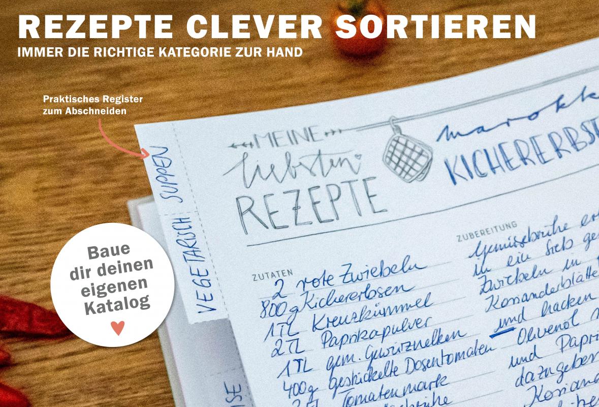 Rezeptebuch zum Rezepte sammeln und als Geschenkidee zum Auszug oder Schulabschluss