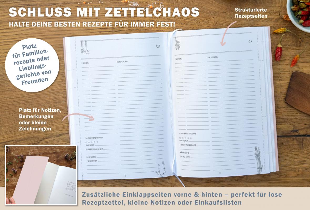 Blanko Kochbuch zum selbst ausfüllen im Vintage Design