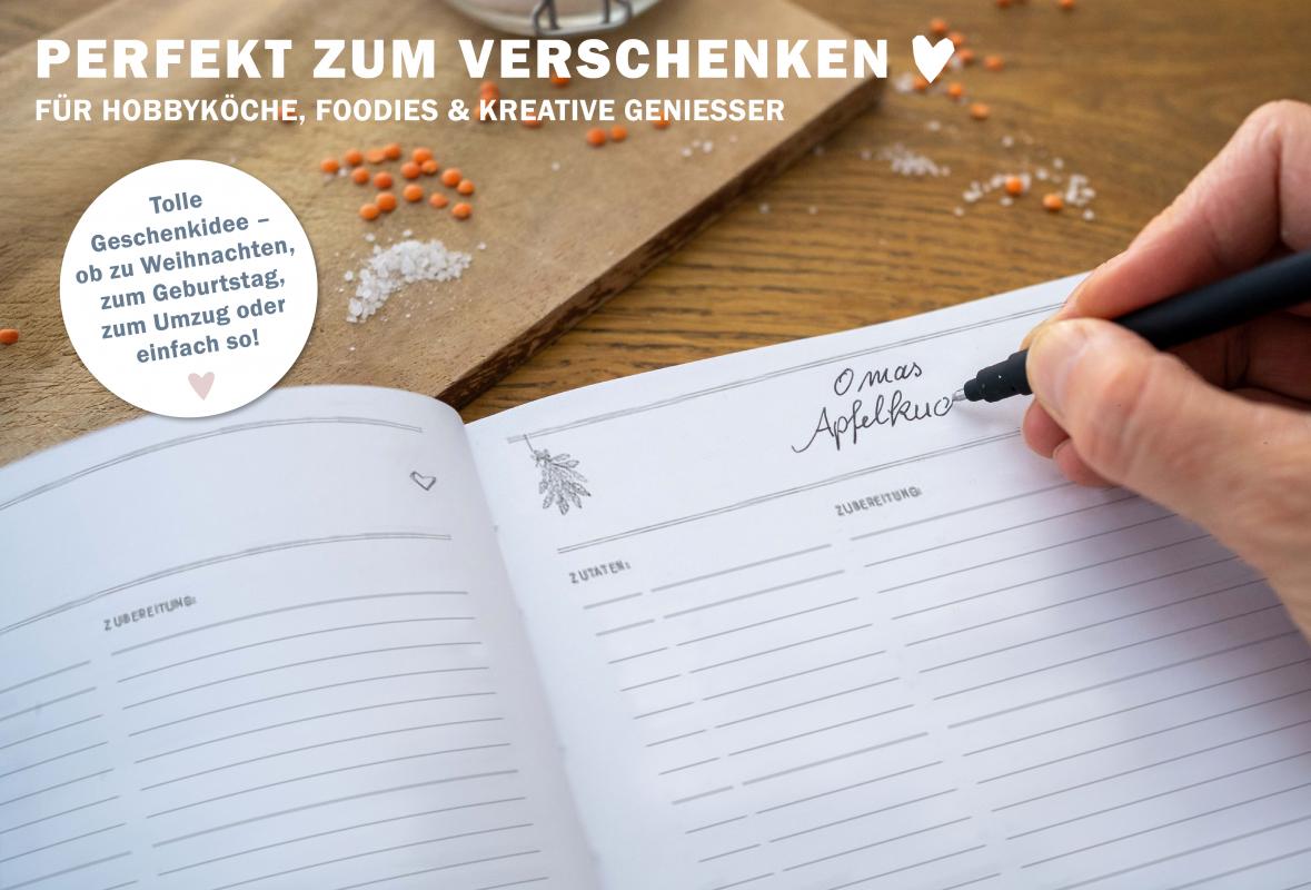 Rezeptebuch zum Rezepte sammeln und als Geschenkidee zum Auszug oder Schulabschluss