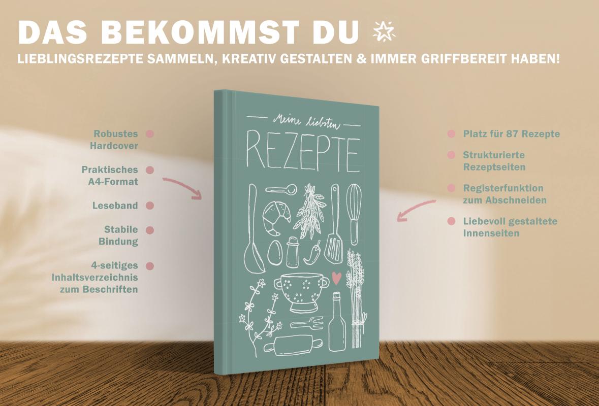 Blanko Kochbuch zum selbst ausfüllen im Kräuter Küchen Design