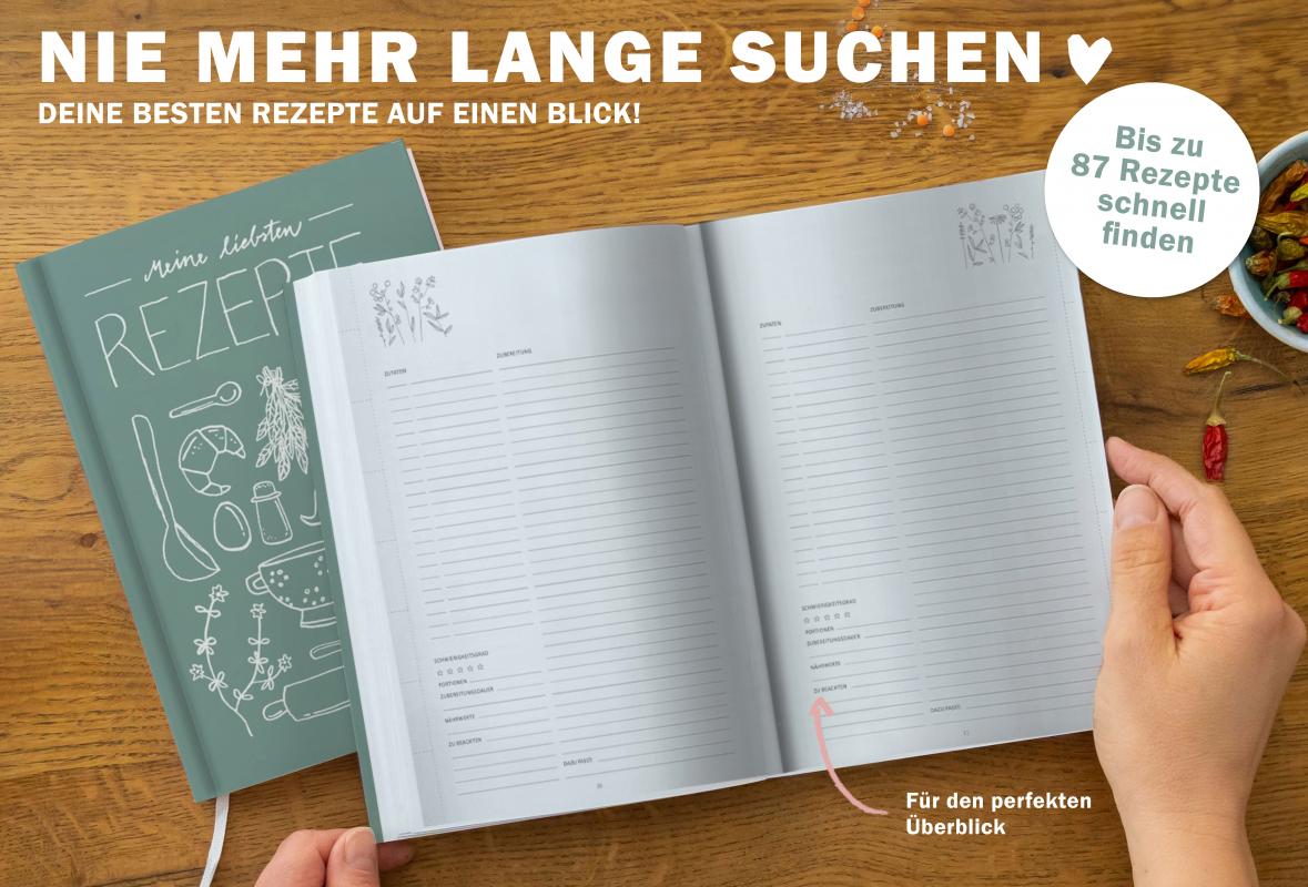 Rezeptebuch zum Rezepte sammeln und als Geschenkidee zum Auszug oder Schulabschluss