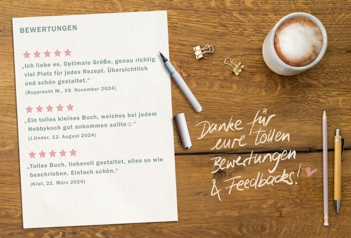 Rezeptbuch zum selbst gestalten, Vintage Design in Mint Weiß Rosa
