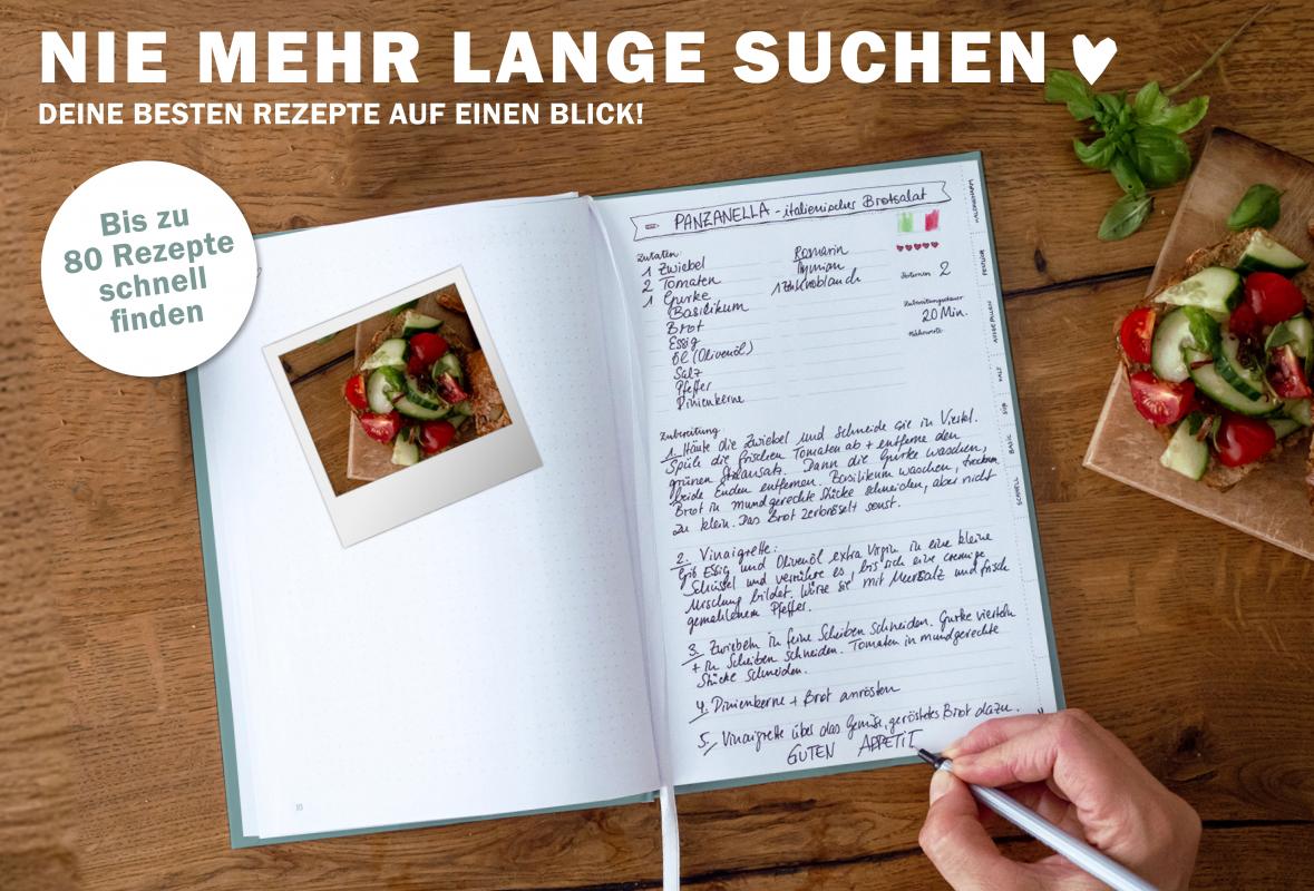 Blanko Kochbuch zum selbst ausfüllen im Vintage Design