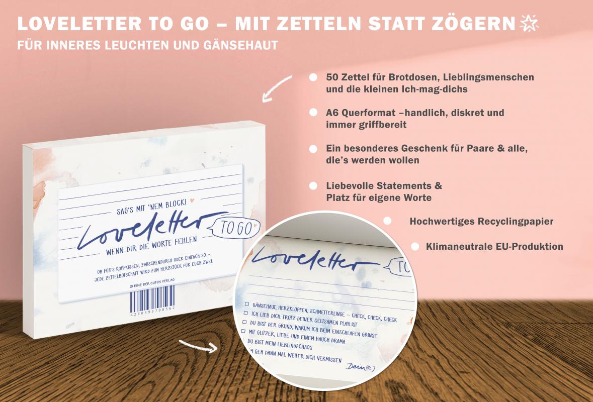 Liebesbrief to go, Abreißblock für verliebte Pärchen, Aufmerksamkeit & Liebesbeweis, Brief mit Herz zum Ankreuzen mit Platz für liebe Worte
