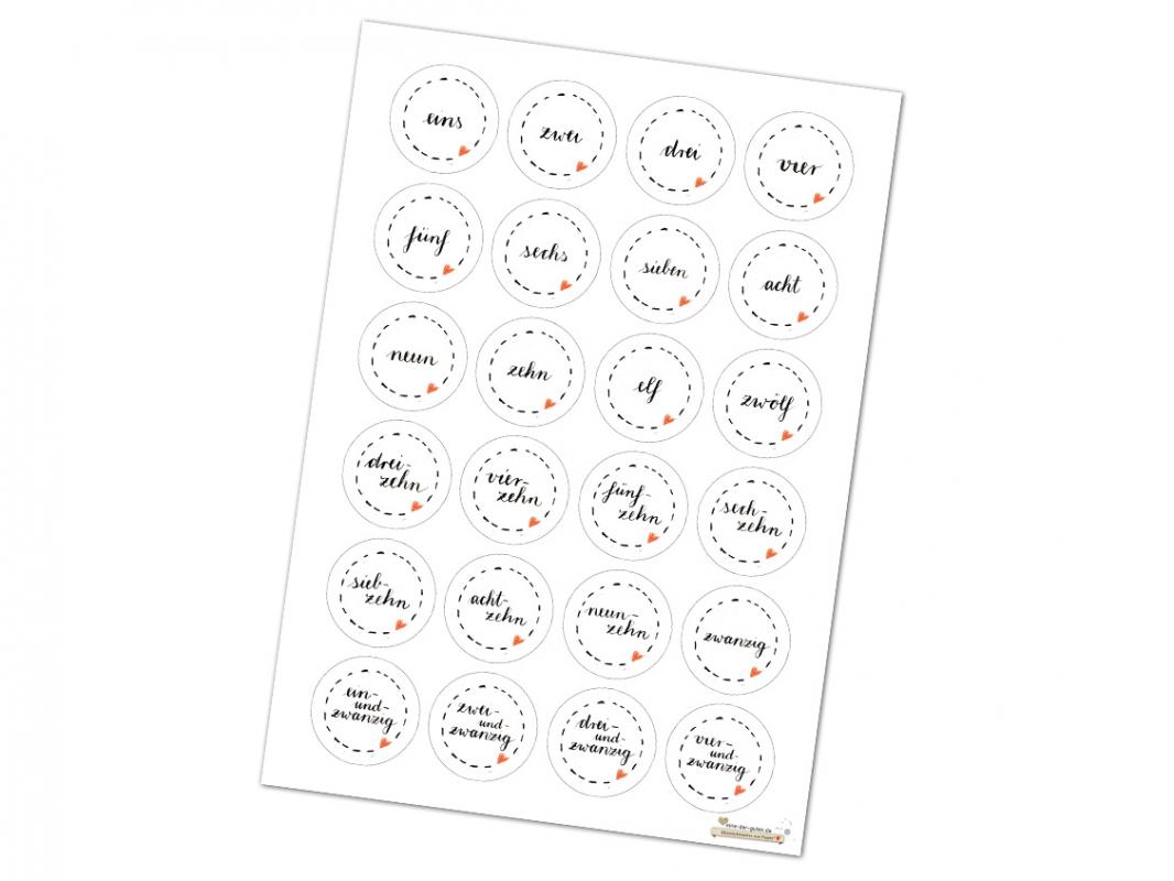 Adventskalenderzahlen Weiß selbstklebend zum Adventskalender Basteln für Erwachsene